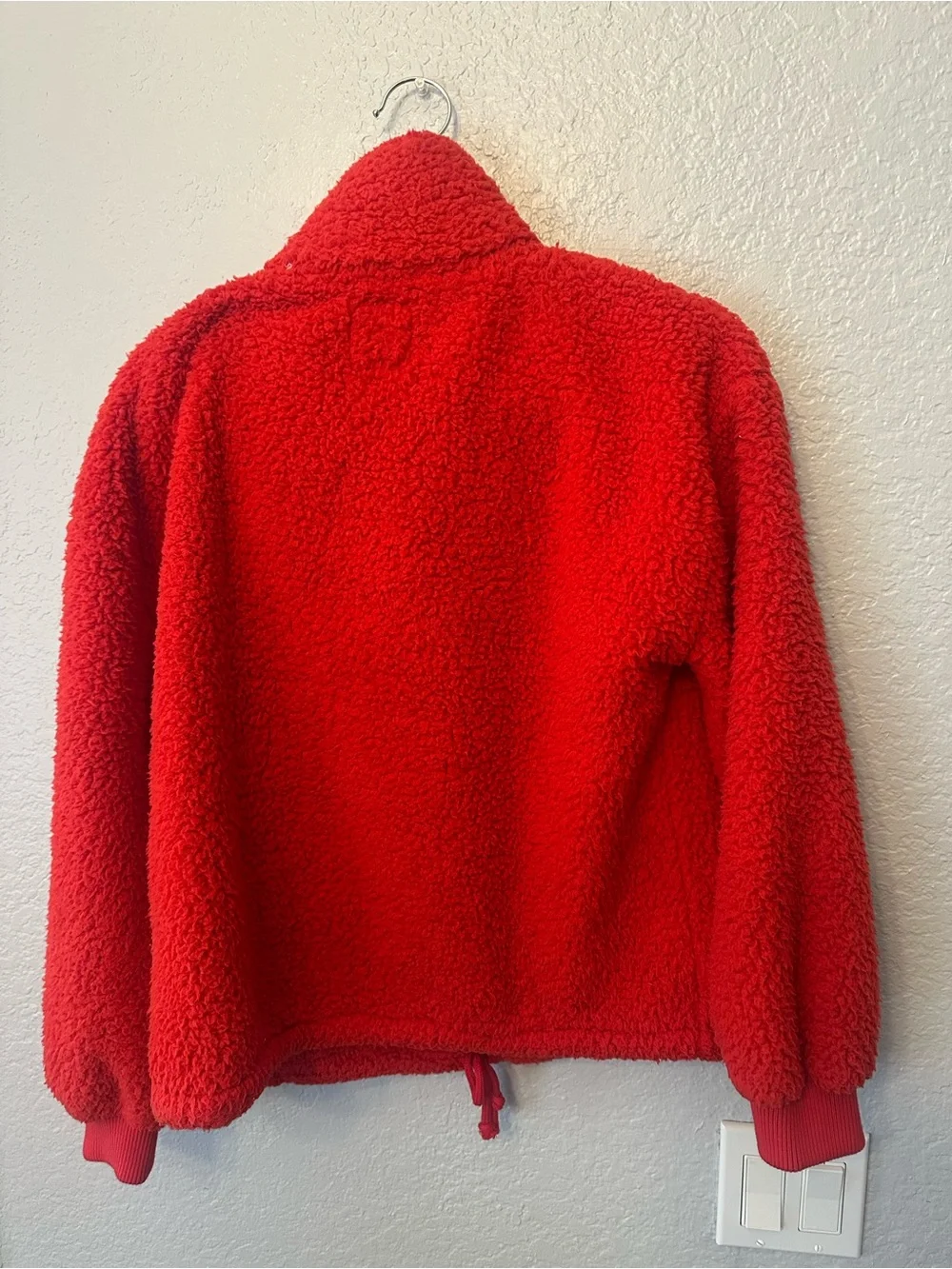 Billabong Bright Red Tomato Teddy Sherpa  Fleece Half Zip Jacket - Picture 10 of 11